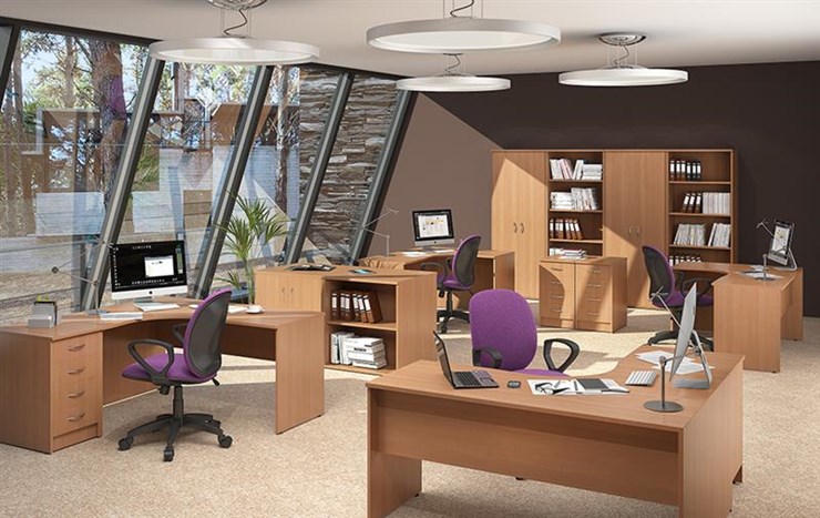 Комплект офисной мебели IMAGO три стола, 2 шкафа, стеллаж, тумба в Кушве - изображение 2